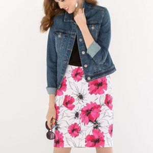 Pink and white floral sateen skirt